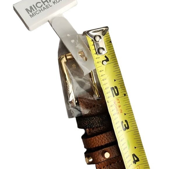 Michael kors brown leather logo belt main image 3